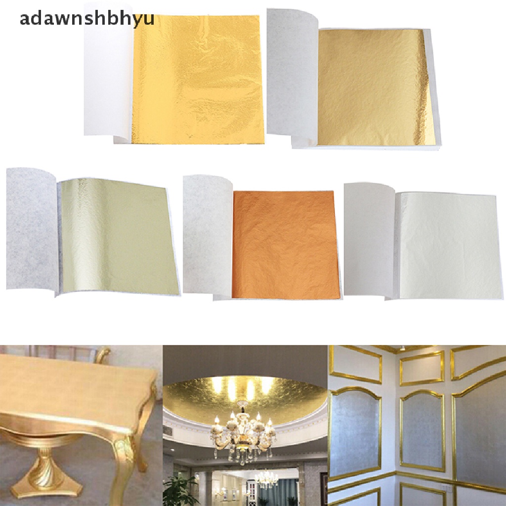 Adawnshbhyu 100lembar Foil Emas Daun Gilding Kerajinan Tangan Craft Paper Alat Dekorasi