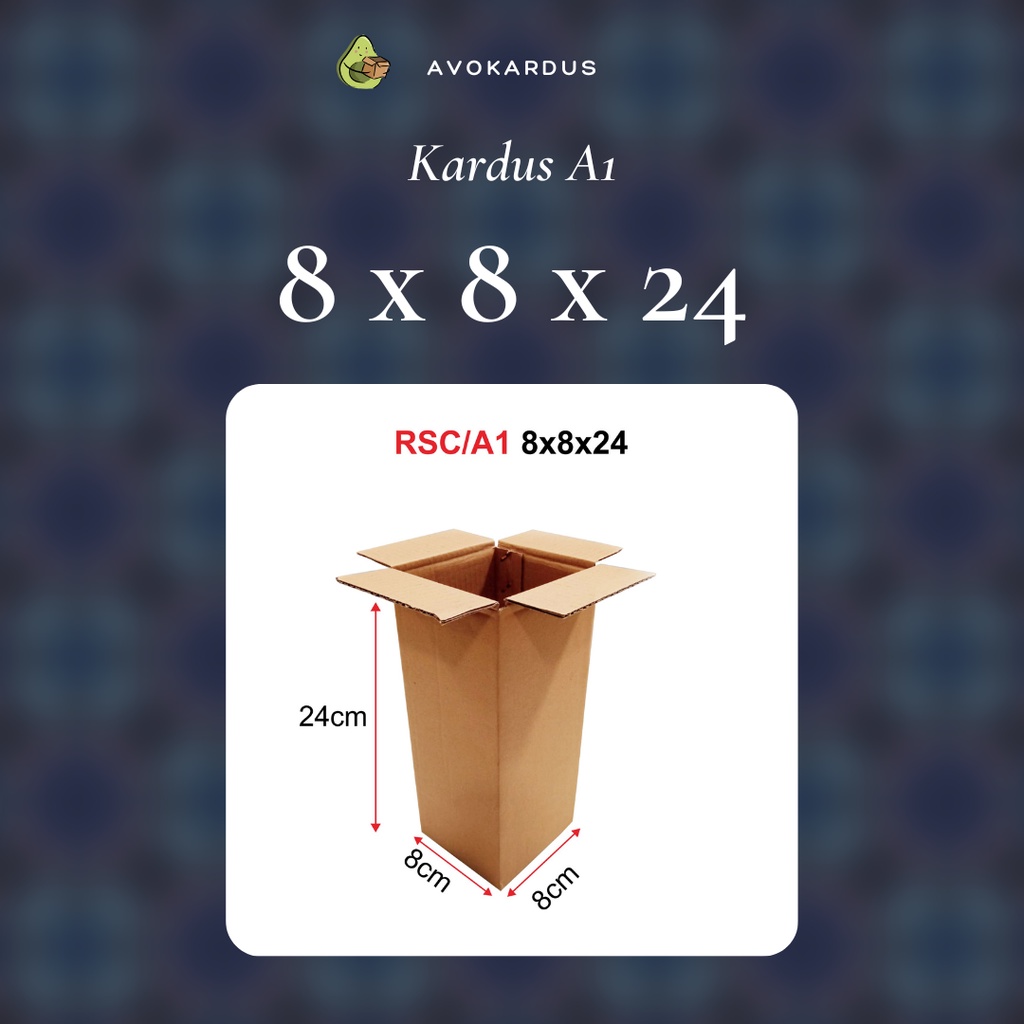 

Kardus / Box / Karton / Packing / Packaging / Kotak / Dus RSC / A1 – 8 x 8 x 24 B-Flute