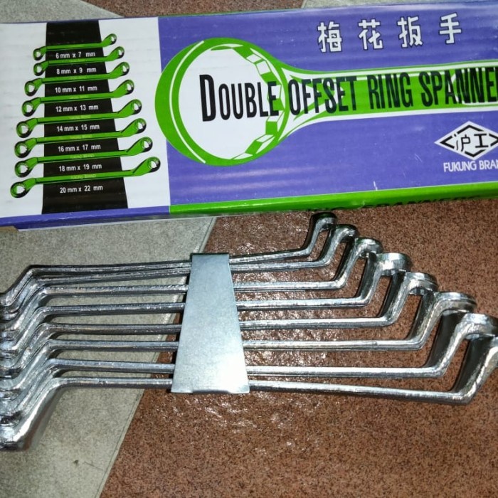 FUKUNG kunci RING SET 8pcs 6-22 mm open end wrench KUALITAS SESUAI HRG