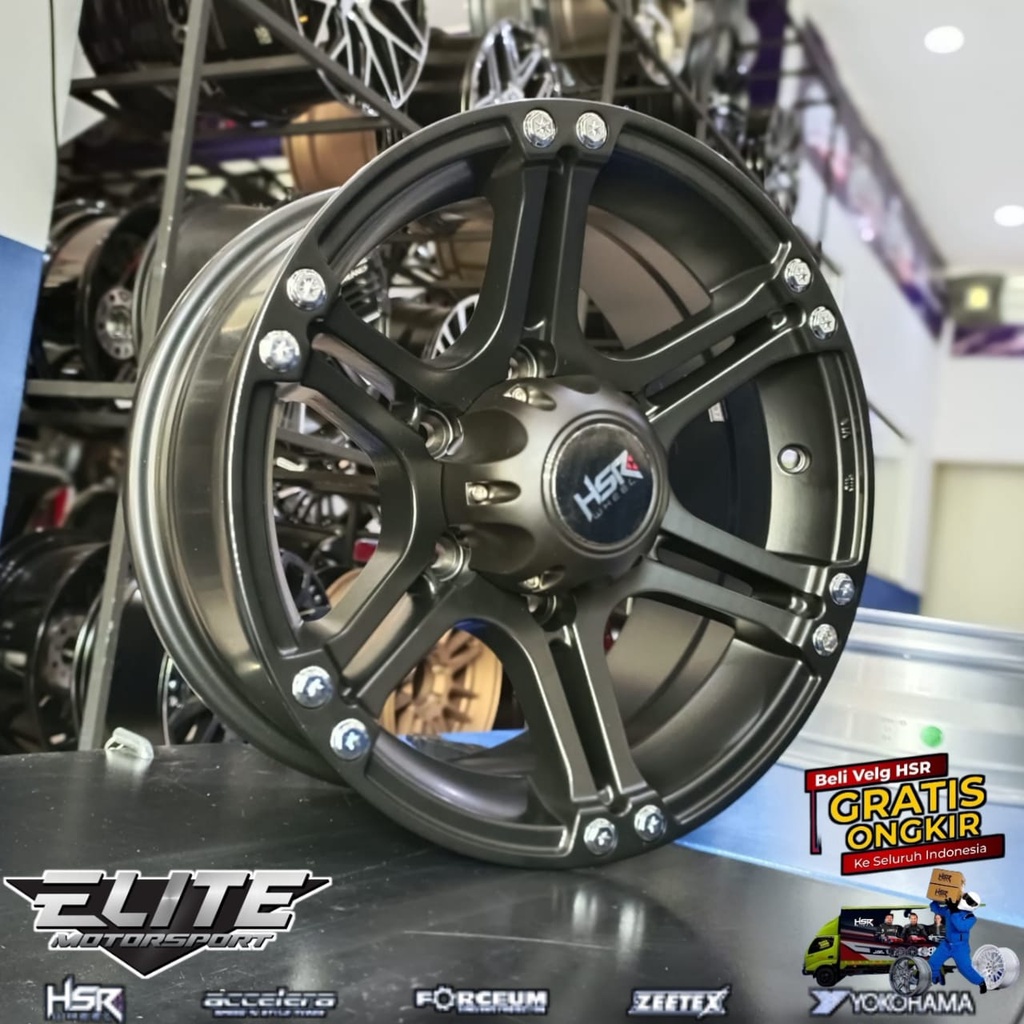 Velg HSR Model Offroad Ring 15 Lubang 6x139.7 Velg Mobil Isuzu Taft Hardtop