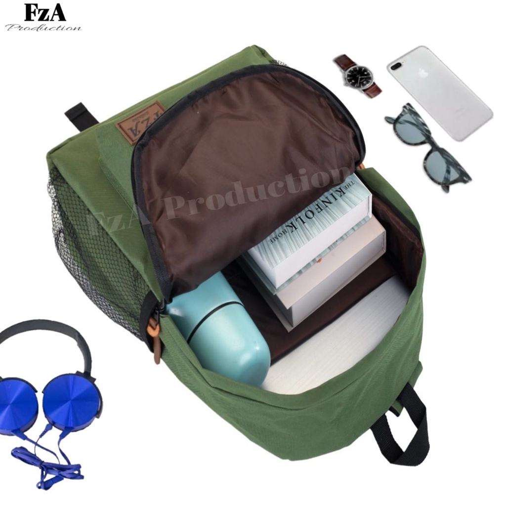 FzA Official - Tas Ransel Punggung Distro Casual Pria Wanita / Tas Ransel Laptop Original - Light Green