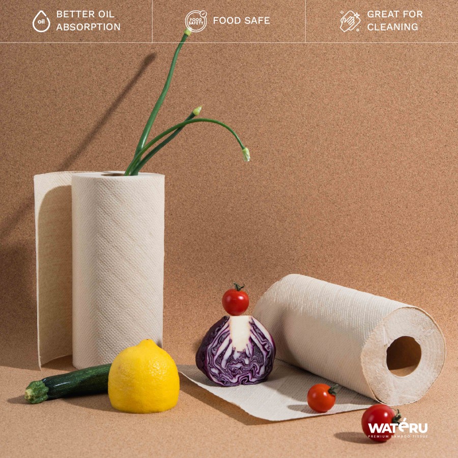 Wateru Premium Bamboo Tissue - Kitchen Towel (2 rolls x 70s)