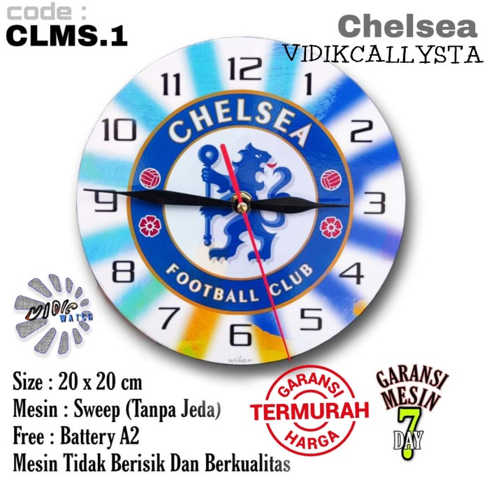 Jam Dinding CHELSEA SWEPP Team Club Klub Sepak bola CHELSEA MESIN HALUS