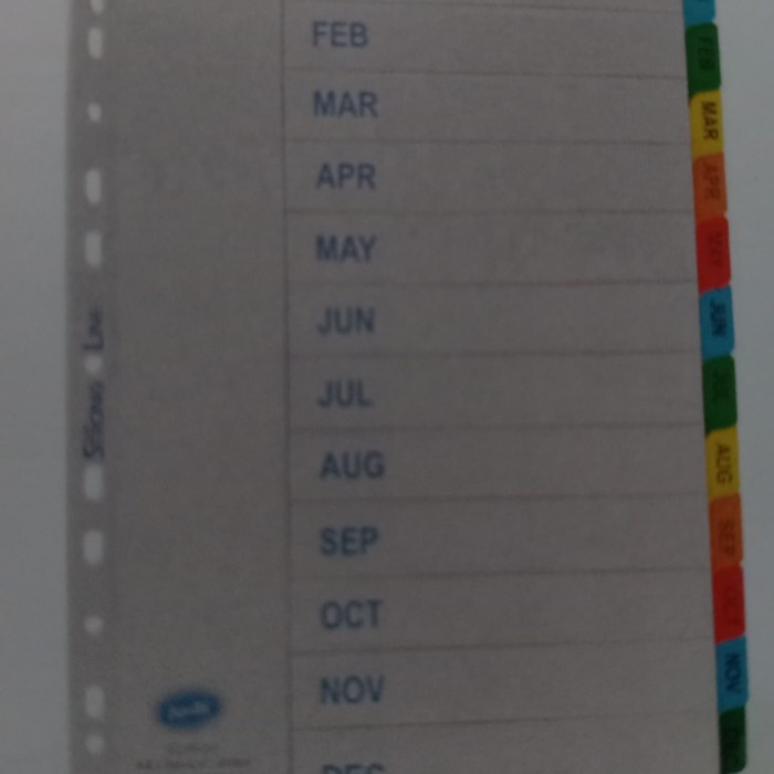 

Hadir Divider Bantex A4 6259/Pembatas File Bulan A4 Murah