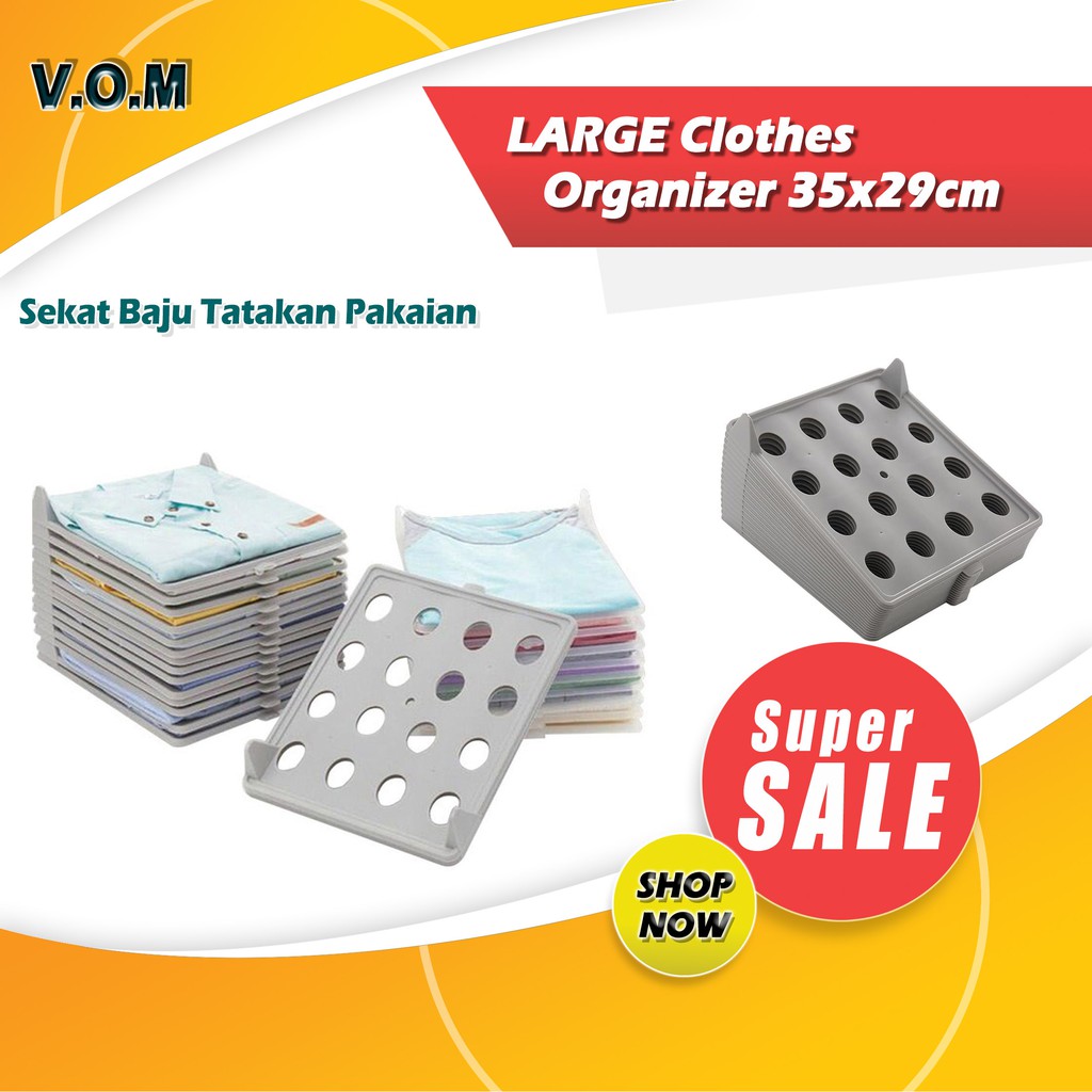 VOM-LARGE Clothes Organizer 35x29cm Sekat Baju Tatakan Pakaian 0539