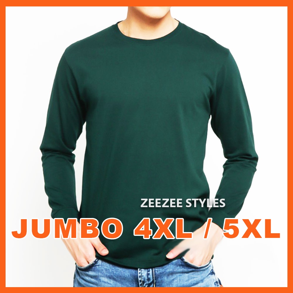 Kaos Polos Jumbo XXXXL XXXXXL Pria Wanita Oversize Tangan Panjang Hijau Botol