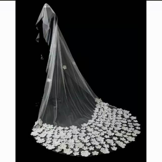 Veil 03 wedding panjang 2,5 meter taburan bunga