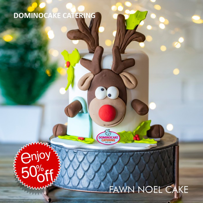

Christmas - Fawn Noel Cake - Cake Christmas - Hampers Natal - Kue Natal Dominocake