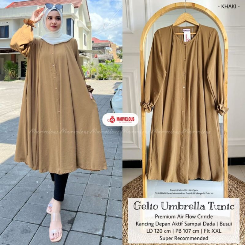 GELIO UMBRELLA TUNIK BY MARVELOUS (TUNIK MUSLIMAH POLOS) Tunik wanita modern rekomended