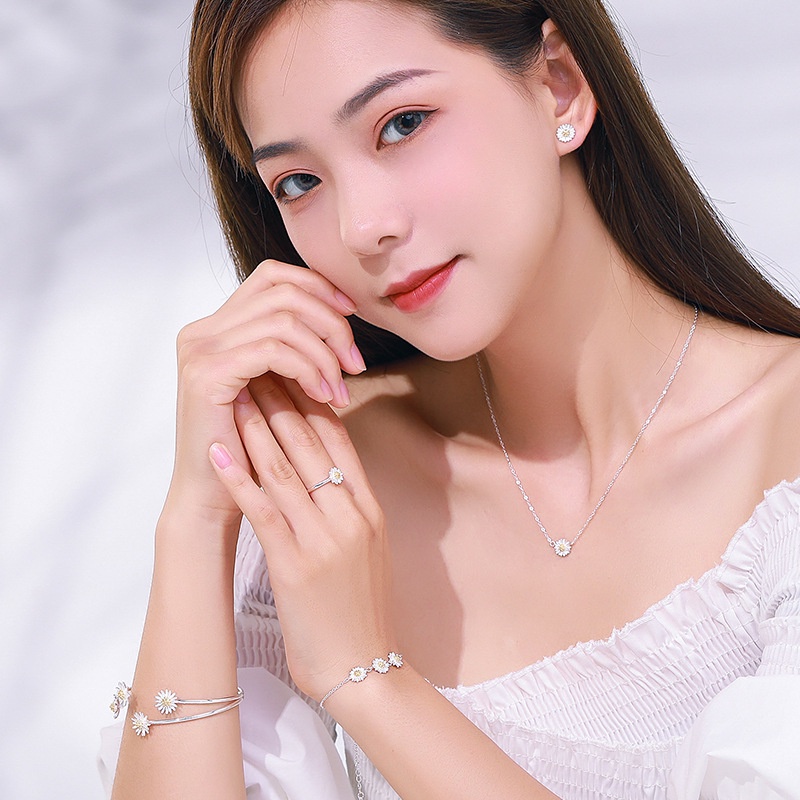 925 Perak gelang untuk wanita Fashion Perhiasan Bunga Krisan Liar SZ051