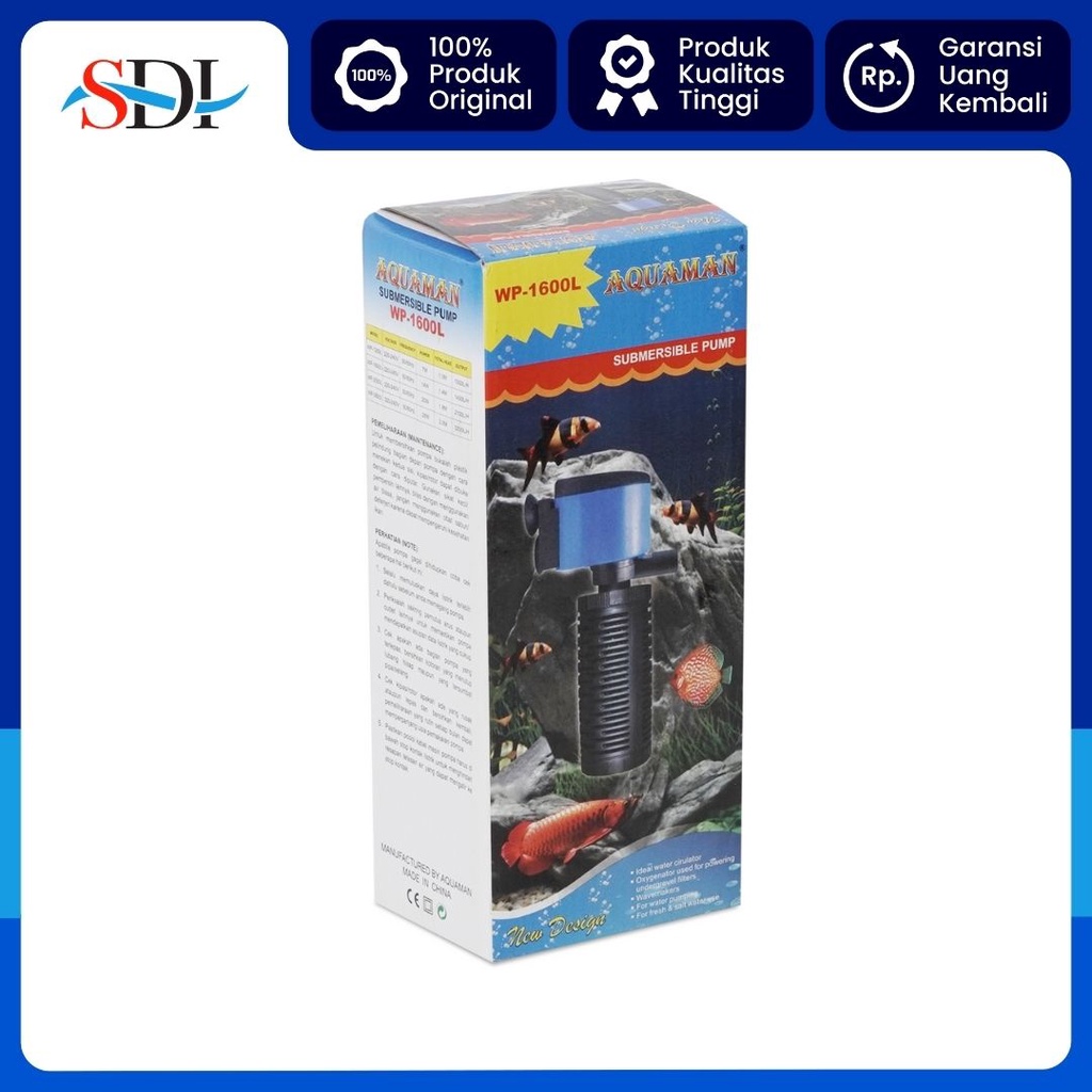 POMPA DAN INTERNAL FILTER AQUARIUM AQUAMAN WP 1600L 1.4M 1400L/H