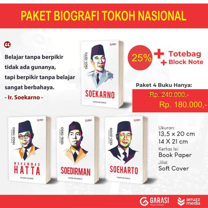 Jual Paket Buku Biografi Tokoh Nasional (Free Tottebag & Blocknote ...