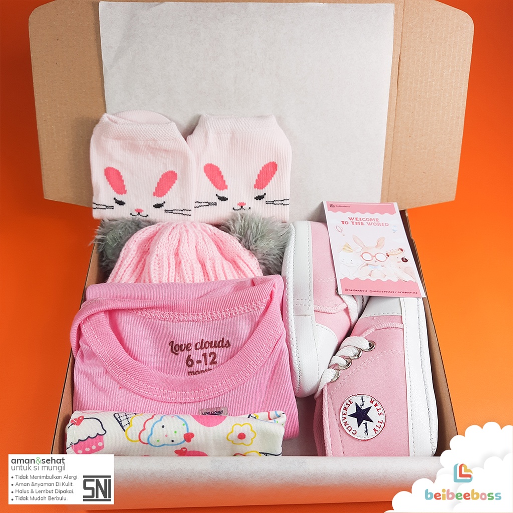 HAMPERS KADO BAYI LAKI LAKI DAN PEREMPUAN BABY GIFT-POMPOM 2 PINK