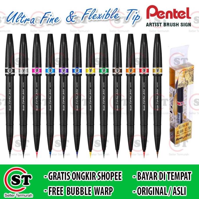 

(BISA COD) Pentel Fude Touch Ultra Fine Brush Sign Pen Artist SESF 30C Lettering TERBAIK Kode 1043