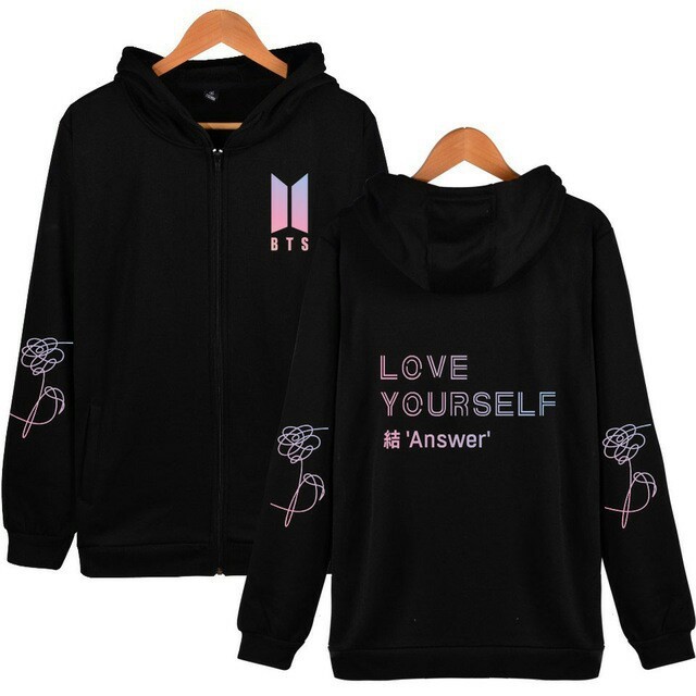 Sweater BTS Hoodie Love Yourself Unisex Gradasi Gambar Jungkook V Suga