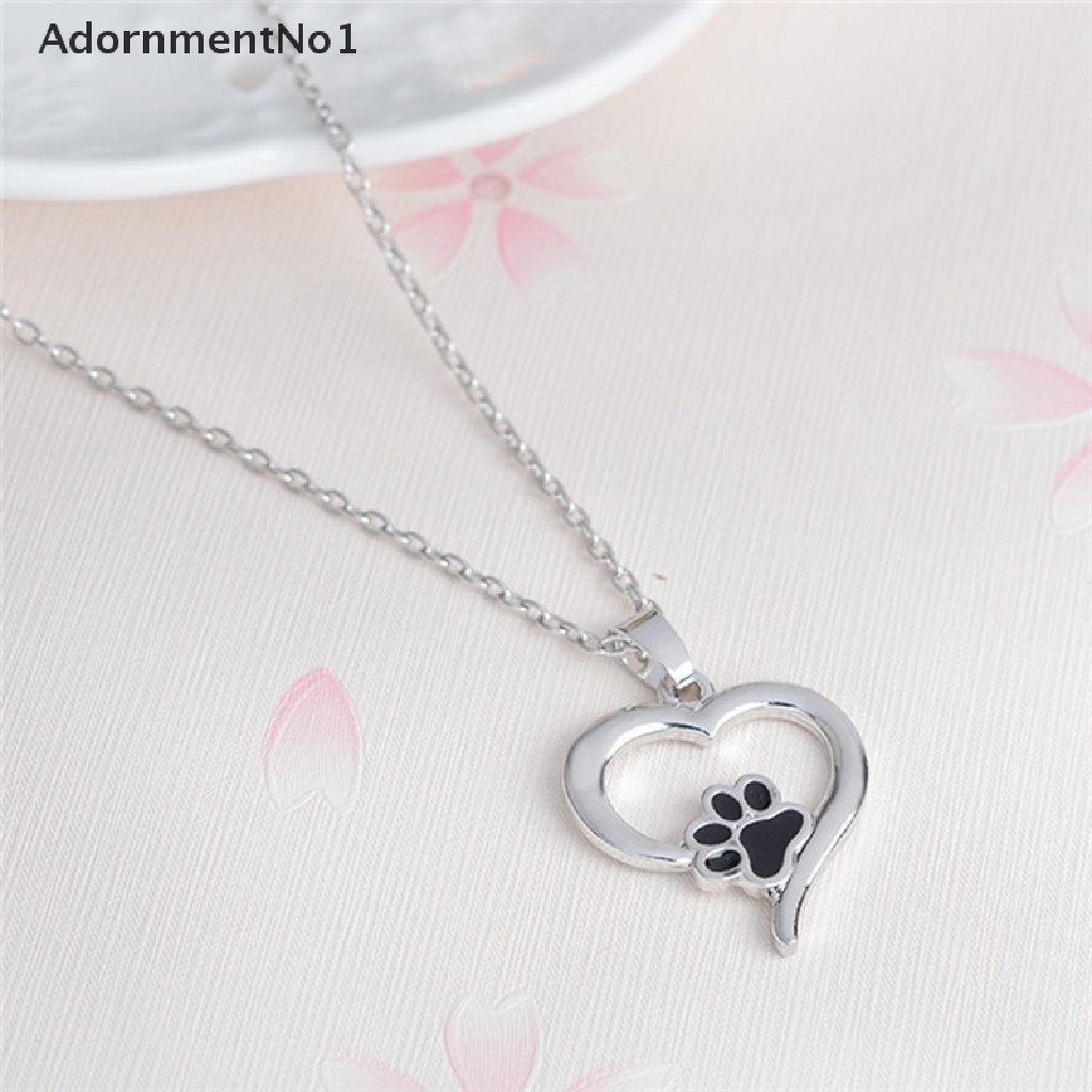 (AdornmentNo1) Kalung Rantai Dengan Liontin Telapak Kaki Anjing / Kucing Hollow Elegan Untuk Wanita