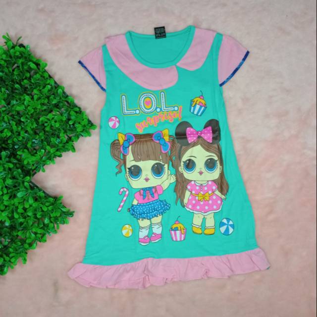 Ss#295 Dress Anak Perempuan Size 1-3tahun / Daster Anak Gambar Lol / Pakaian Anak Perempuan