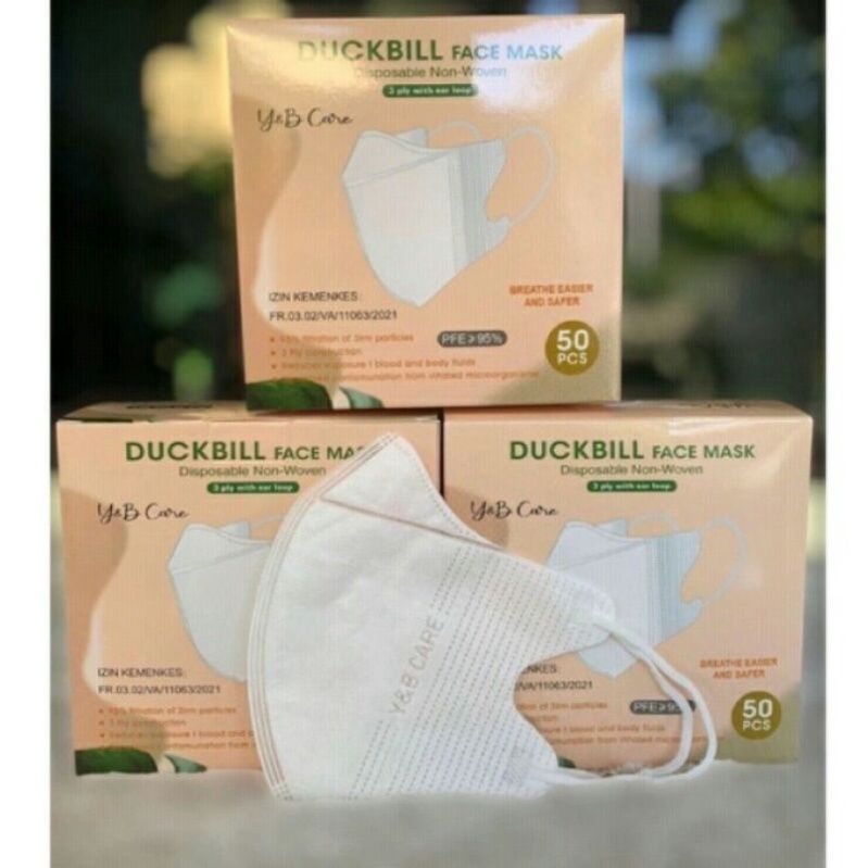 MASKER DUCKBILL Y&amp;B CARE EMBOS KUALITAS PREMIUM ISI 50 PCS /BOX