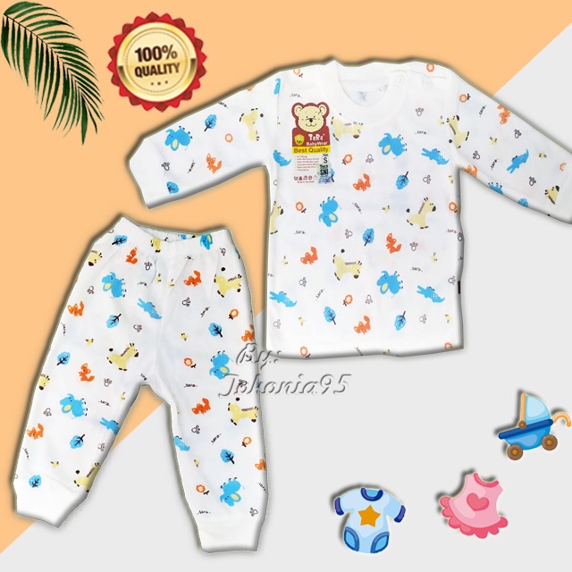 Setelan Lengan Panjang Putih Baby Tara - Katun Soft Premium SNI - baju bayi