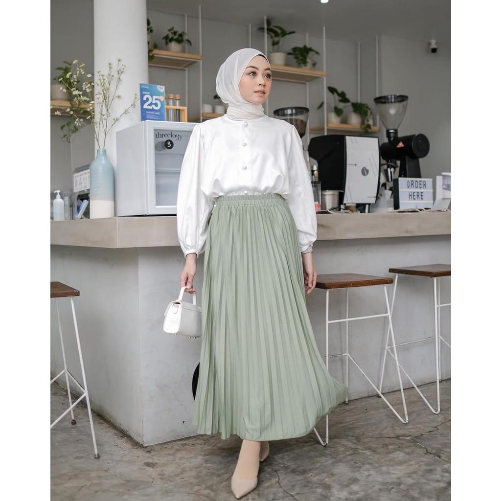 Celana Kulot Rayon Crincle Crinkle Airflow Panjang Wanita Premium Highwaist Loose Cullote Pants Homewear Jumbo Terbaru Kekinian-ROK PLISKET MARUN