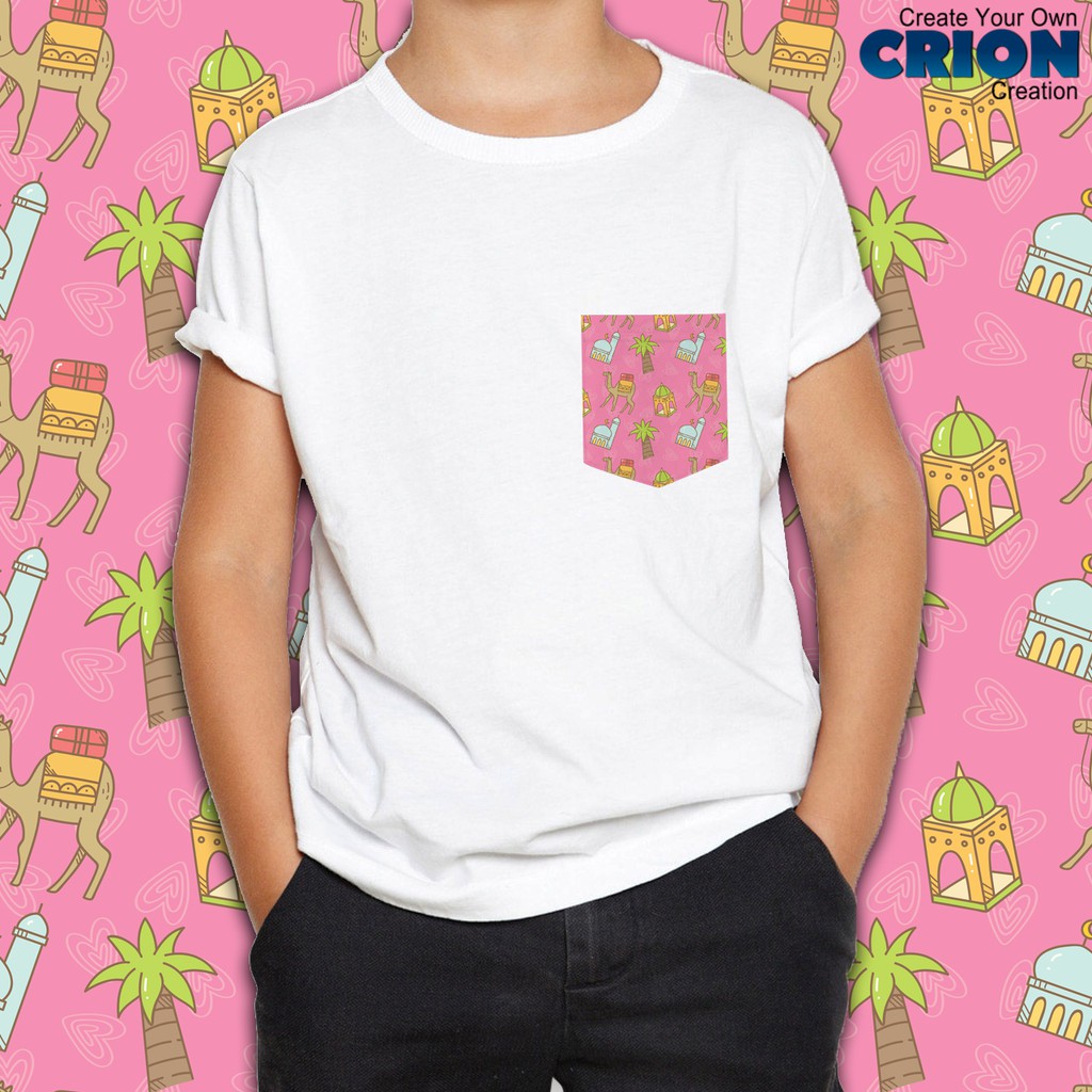 Crion Casual Tees Kids Ramadan Edition whit Pocket-Kaos dengan Kantong