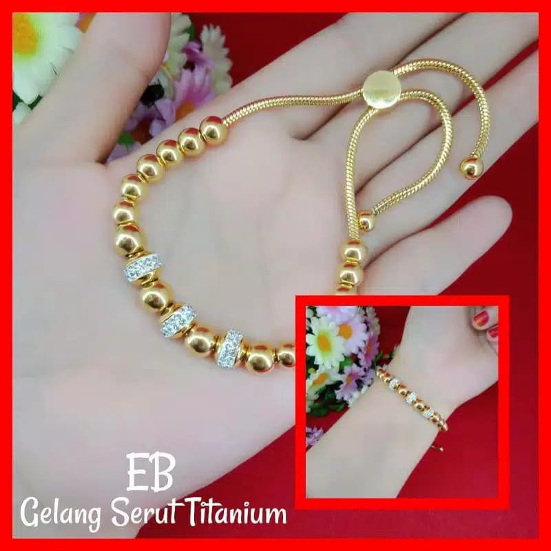 Gelang  serut titanium perhiasan wanita elegan import