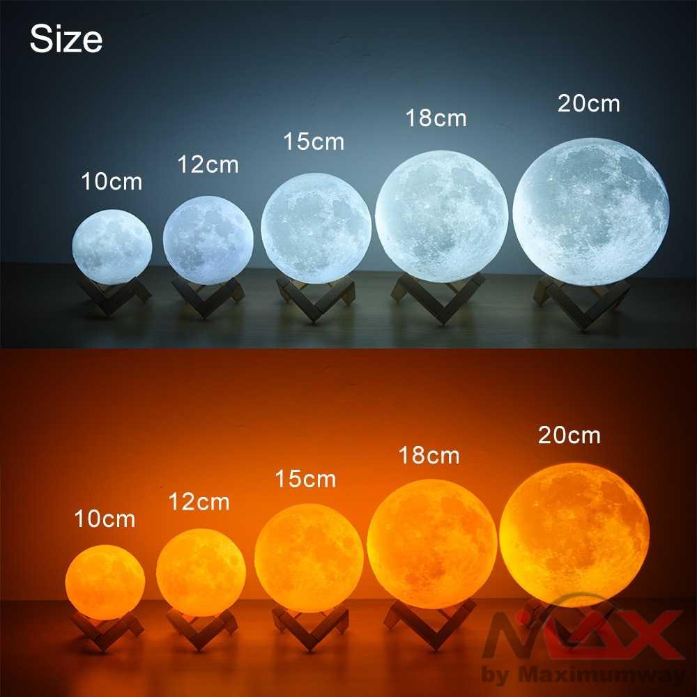 Lampu Meja Lampu Tidur Lampu Hias, Bentuk 3D Bulan, Aman bila disentuh anak karena kuat, 3D Printed Moon Night Light Lamp 12 cm pajangan kamar ruang tamu minimalis Rambery moon lamp 3D print night light Rechargeable 3 Color Tap Control lamp lights