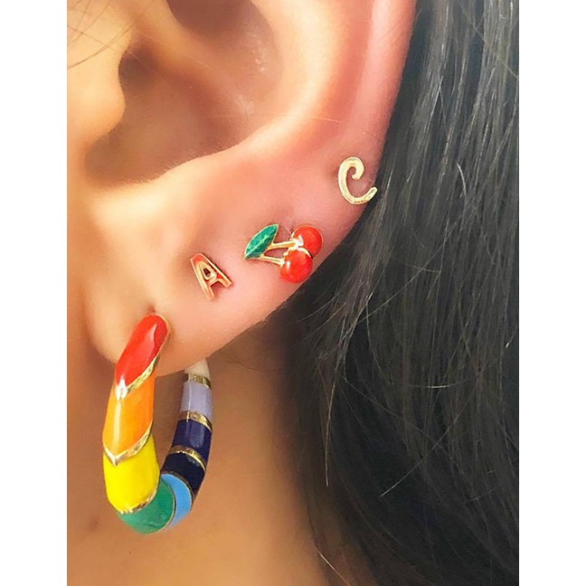 LRC Anting Tusuk Fashion Color Rainbow Stud Earrings Set D07526