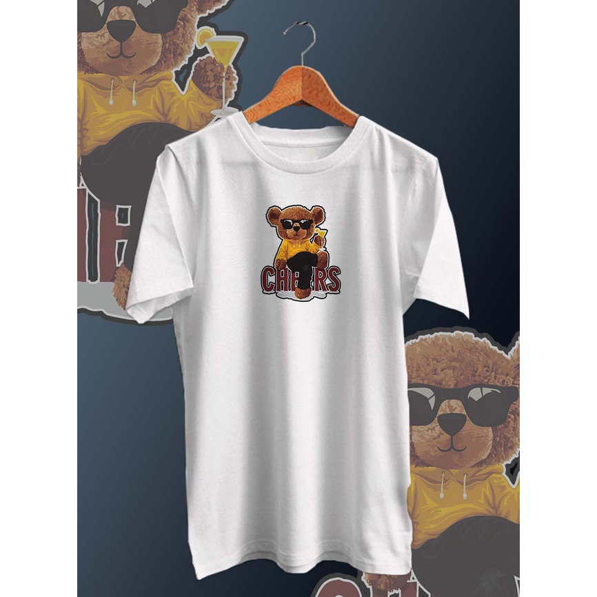 BAJU KAOS DISTRO PRIA BEAR CHEERS /KAOS PRIA/KAOS DISTRO/KAOS MURAH PRIA/UNISEX/COTTON COMBED 30s