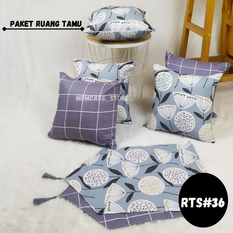 TAPLAK MEJA + 5 SARUNG BANTAL/ PAKET RUANG TAMU NO.36