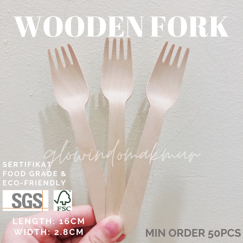 SET Sendok Kayu 16cm + Garpu Kayu 16cm + Pisau Kayu Cover Kraft Paper SEALED Tertutup Rapat HIGIENIS