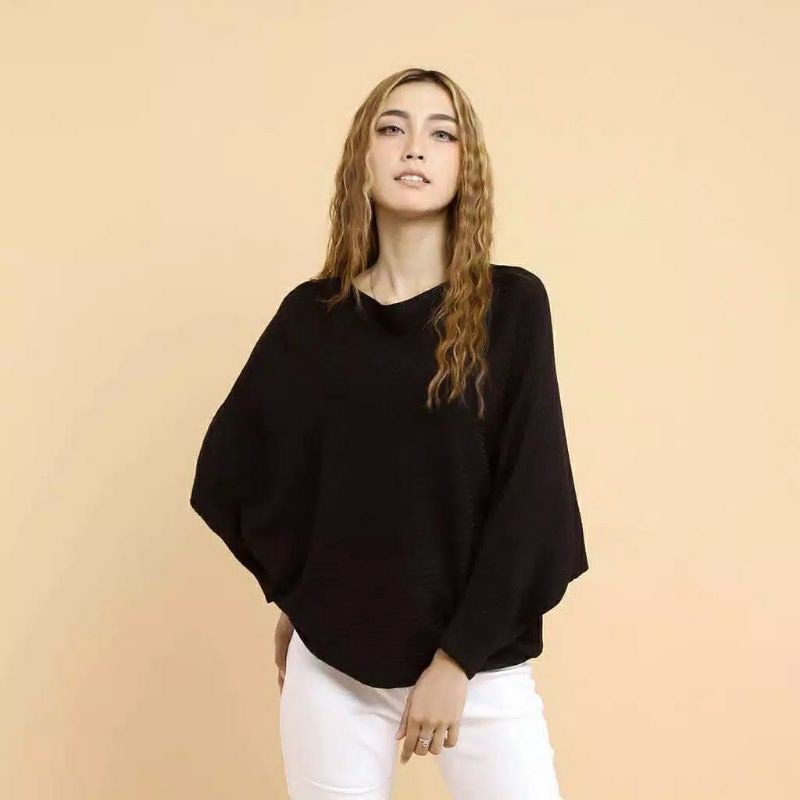 Atasan Rajut Jumbo Wanita Outerwear Blouse Batwing Oversize Lasperal Knit Prily Batwing Kalong Atasan premium