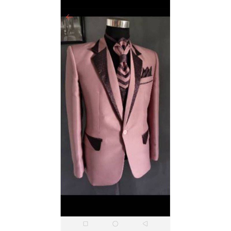 setelan jas pria warna rose pink