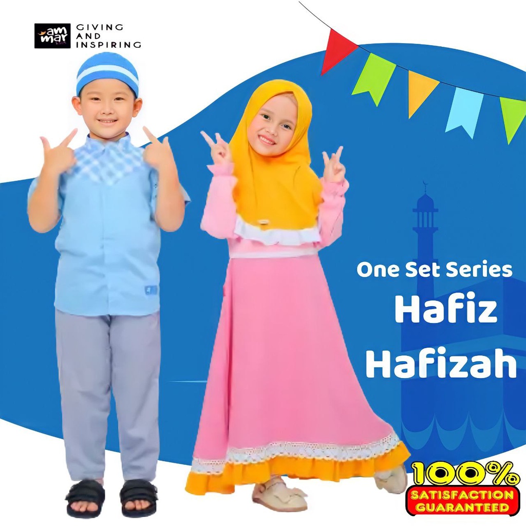 Baju Koko Anak Laki Laki Setelan Hafiz One Set dan Gamis Anak Perempuan Hafizah One Set Series Ammar