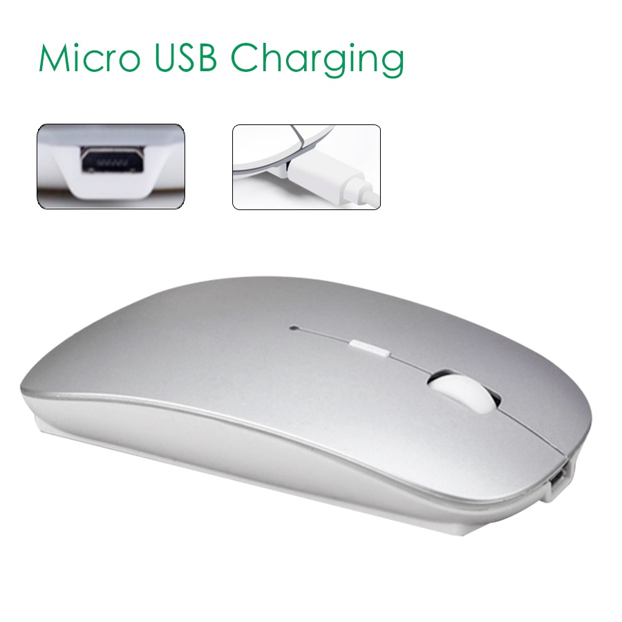 Taffware Mouse Wireless 2.4G Rechargeable - Silver