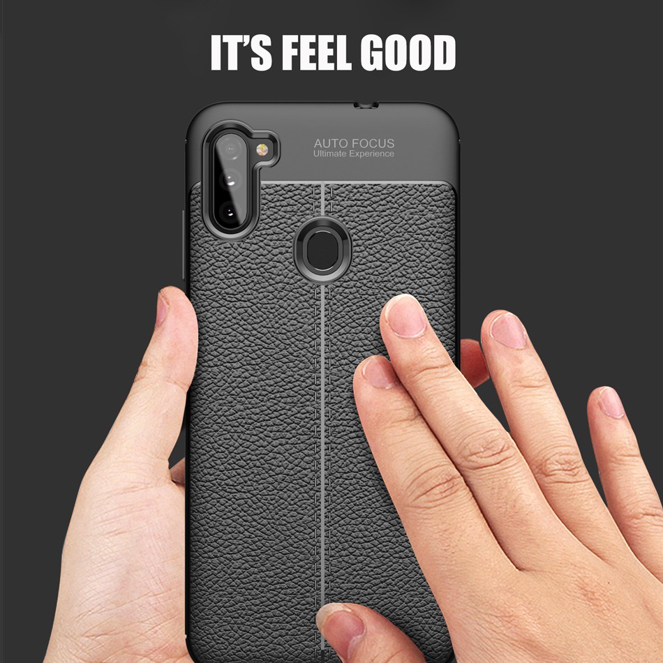 Case Samsung A11 / M11 2020 Ultra Slim Autofocus Leather Premium Softcase + Tempered Glass Layar