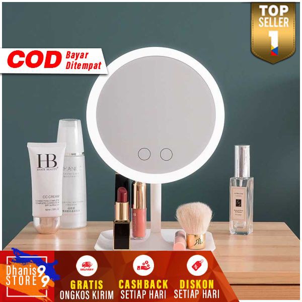 Cermin Makeup Lampu LED Ring Light Mirror Portable Kaca Perlengkapan Make Up Organizer Ringlight