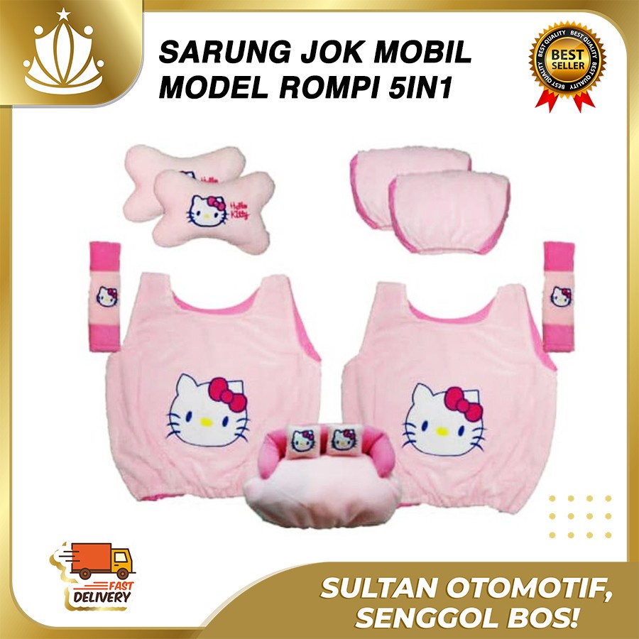 Bantal Mobil 5in1 Hello Kitty HK / Sarung Jok Mobil Hello Kitty