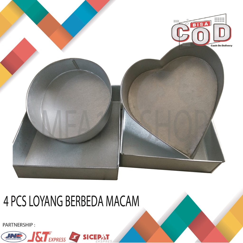 PAKET HEMAT - LOYANG KUE BERBEDA MACAM -  2 PCS LOYANG KOTAK, 1 PCS LOYANG LOVE, 1 PCS LOYANG BULAT