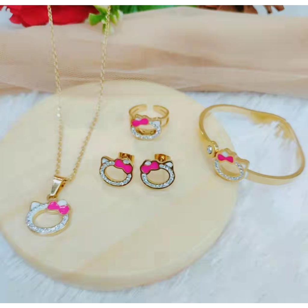 Titanium Set Anak Perhiasan Kalung/Gelang/Anting/Cincin L17