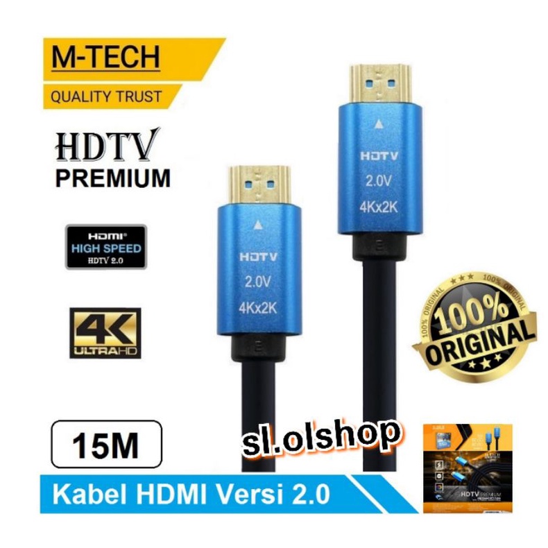 Cable HDMI 2.0 M-Tech 4K HDTV PREMIUM Kabel 15M M~Tech Original HDMI