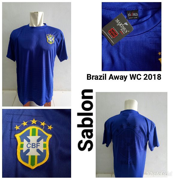 Terbaru Rusia World Cup LOKAL Jersey Baju Brazil Brasil Away Biru Piala Dunia 2018 - Jersy Jersi
