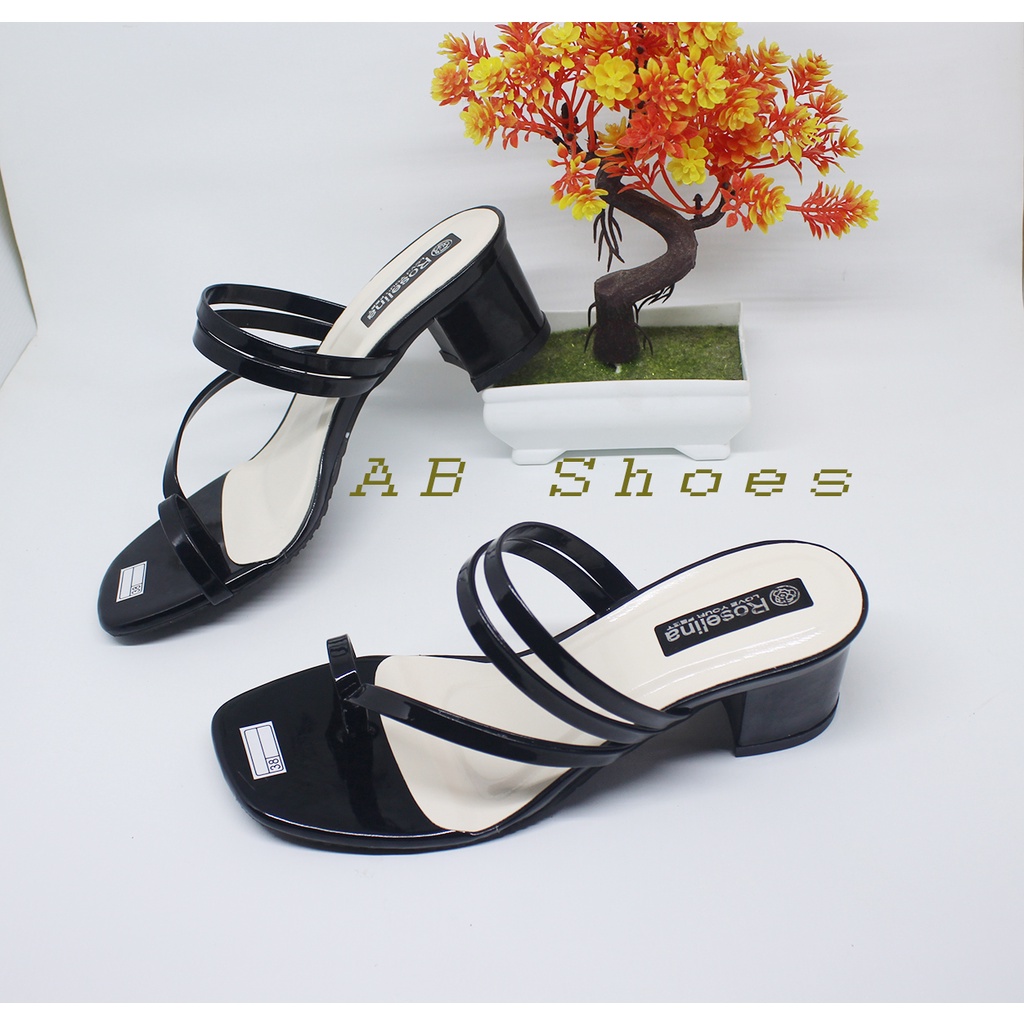 Heels Sandal Hak Tahu Jepit Tali Silang Samping