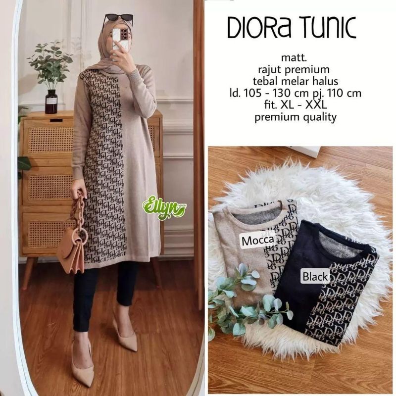 Diora Tunic wanita long tunik rajut jumbo long tunik rajut import long tunik muslim long tunik jumbo