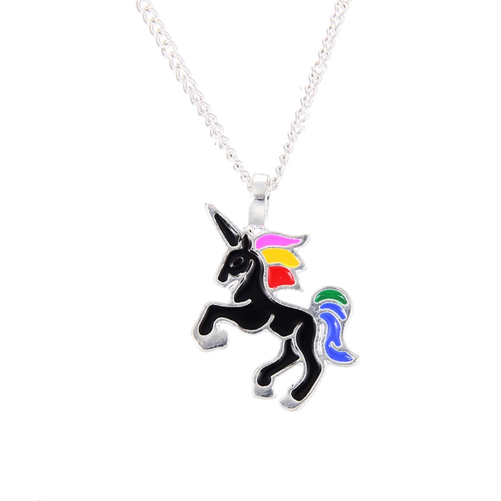 Hu Hu Hu Hu Hu Alat Bantu Pasang Kacamata♡ Kalung Rantai Liontin Unicorn Bahan Alloy Untuk Wanita