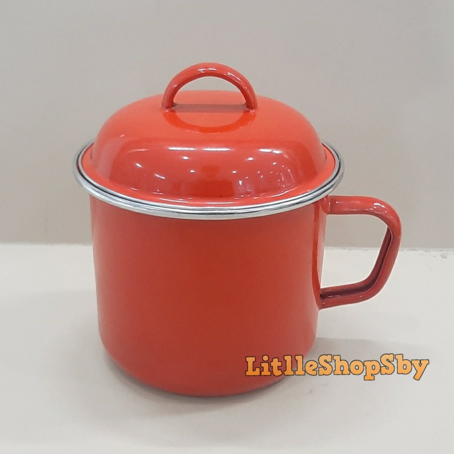 Cangkir Mug Gelas Enamel 14cm merah