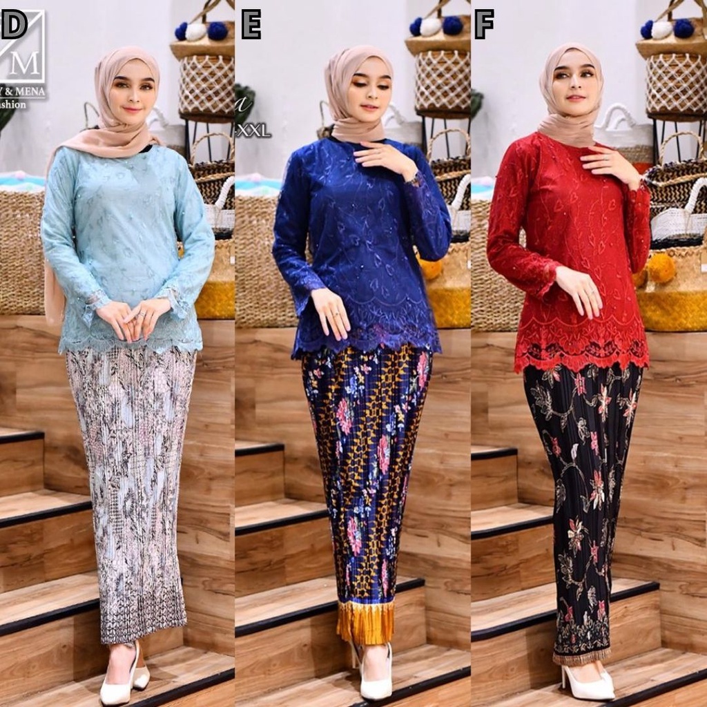 Setelan Kebaya Modern Tulle Andina Aneka Pilihan Warna