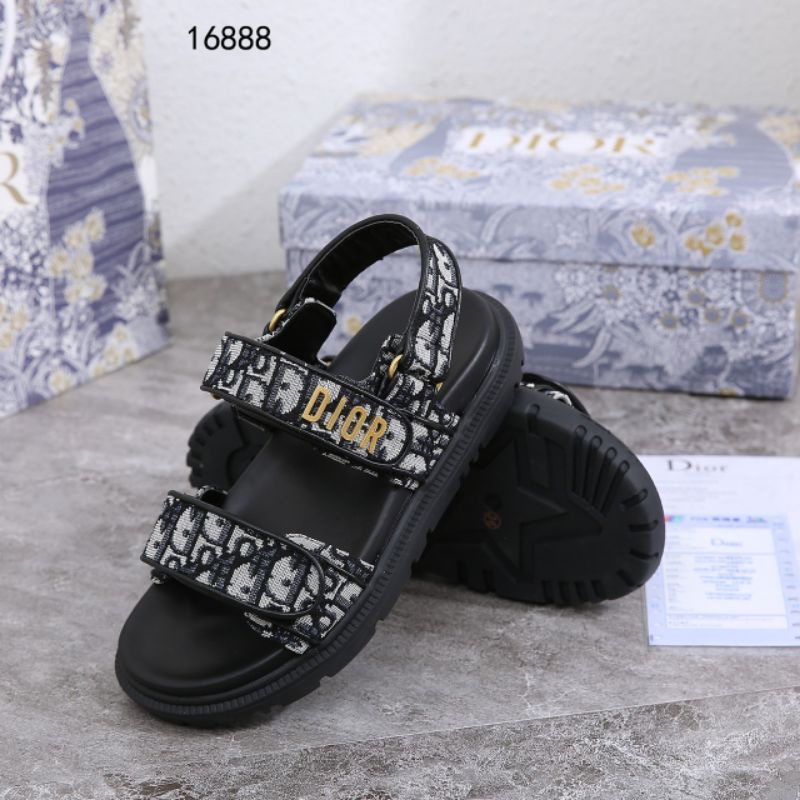 Dior DiorAct Sandal Black Lambskin & Black Oblique Jacquard #16888*_