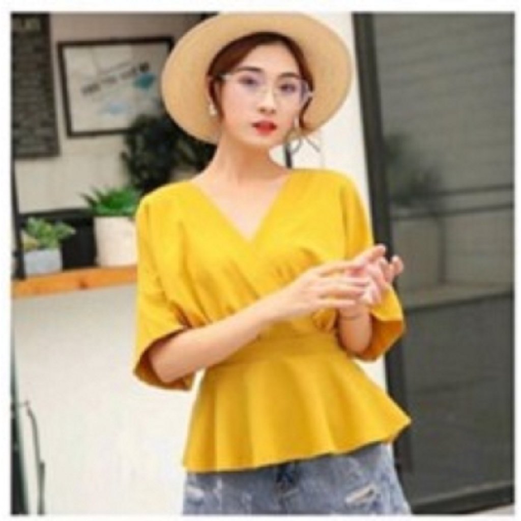 [Clara Top Mustard BC]Blouse wanita twiscone mustard