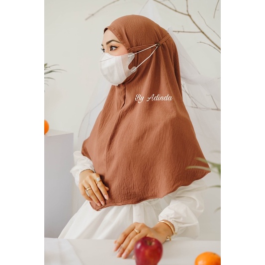 𝐁𝐘 𝐀𝐃𝐈𝐍𝐃𝐀 Bergo Crinkle Konektor Airflow Maryam Tali Kancing Masker Hijab instant khimar ironless Kerudung crinkle Jilbab simpel 2in1